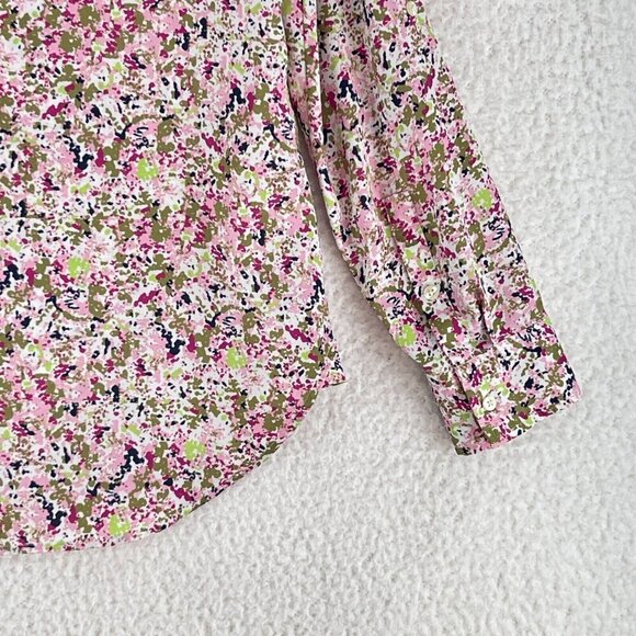 Ann Taylor Pink Floral Print Button-Up Shirt Womens Long Sleeve Collared Size 0 - Picture 13 of 13